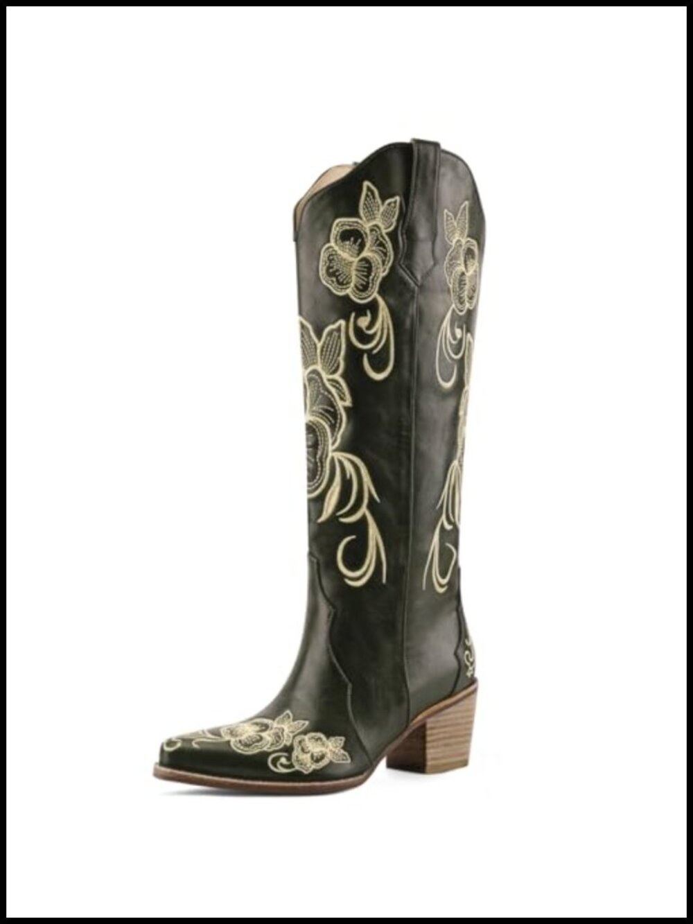 Knee High Cowboy Boots Women Tall Faux Suede Snip Toe Western Cowgirl